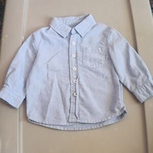 Blue chambray button-up shirt